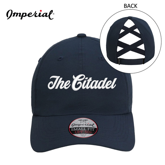 The Citadel, Script Logo, Imperial - The Hinsen Performance Ponytail Cap- Navy