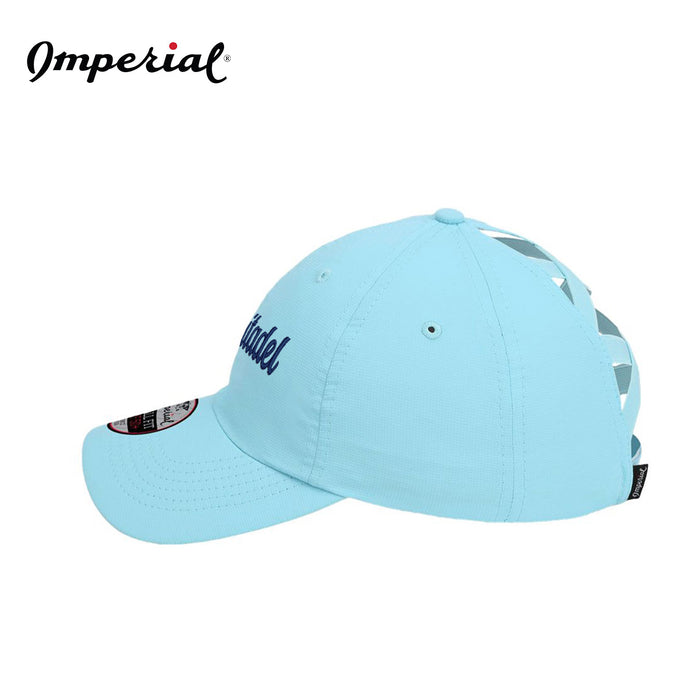 The Citadel, Script Logo, Imperial - The Hinsen Performance Ponytail Cap- Light Blue