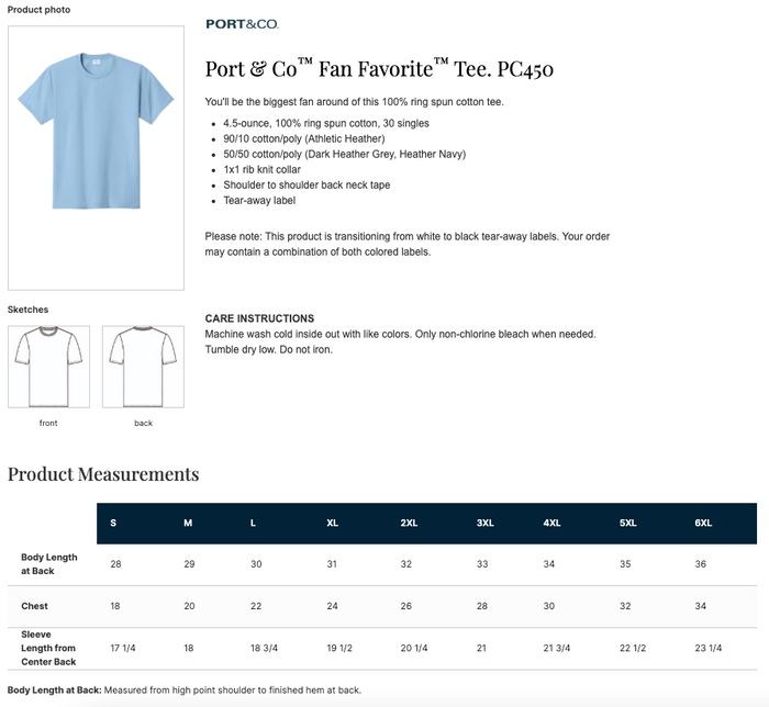 The Citadel, Proud Dad of a Citadel Cadet, Cotton T-Shirt - Size Chart