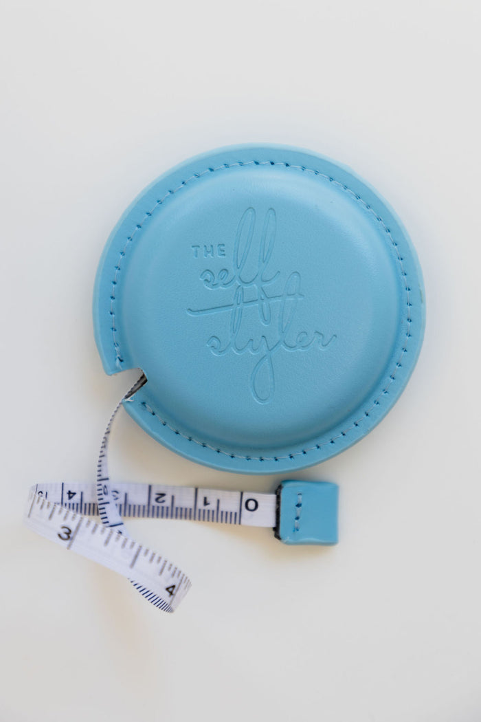 The Self Styler Retractable Measuring Tape - Faux Leather - Light Blue - The Self Styler