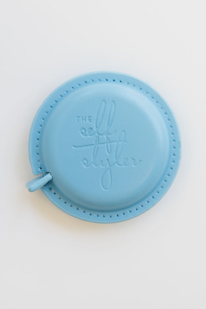 The Self Styler Retractable Measuring Tape - Faux Leather - Light Blue - The Self Styler
