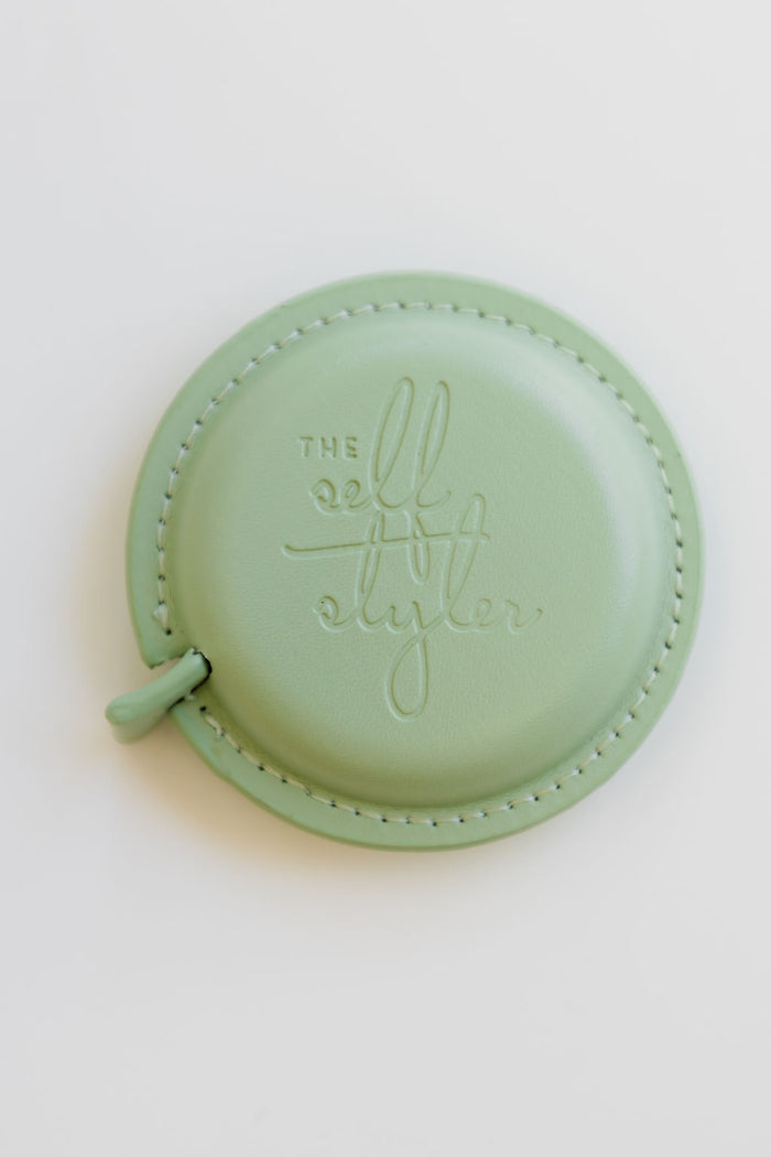 The Self Styler Retractable Measuring Tape - Faux Leather - Pistachio Green - The Self Styler