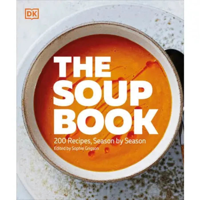 Soup cookbook cover with 'The Soup Book' title and 200 recipes text