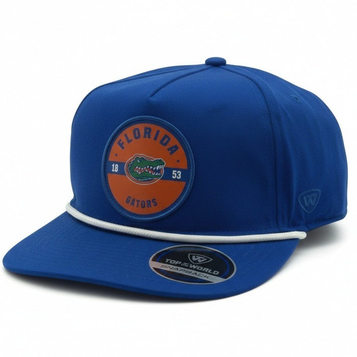 Blue Florida Gators snapback hat by Top Of The World with white rope, adjustable one size fits most, new with tags.
