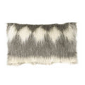 Recycled wool pillow with high-pile fuzzy striped pattern, light and dark gray