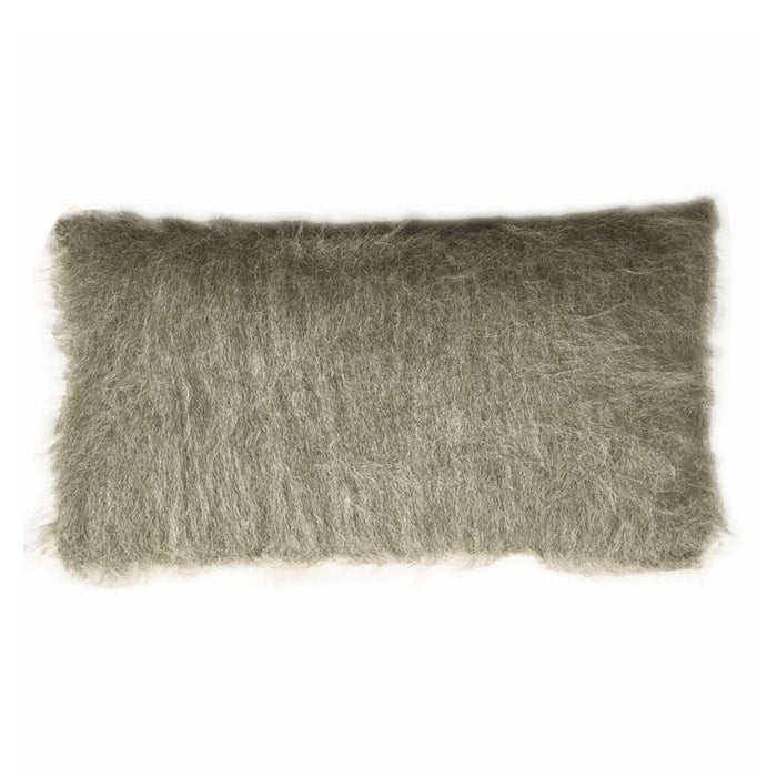 Recycled wool pillow with high-pile fuzzy solid dark gray cover