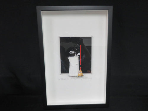 "Trash Can with Broom" Shadowbox Art