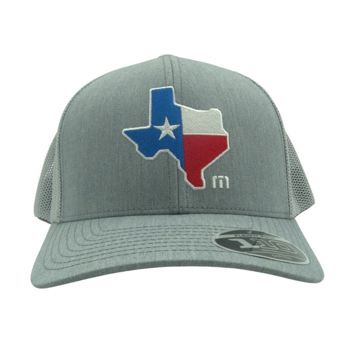 TravisMathew "Bat Watching" Texas embroidered performance snapback hat, front view showcasing embroidered design and structured brim.