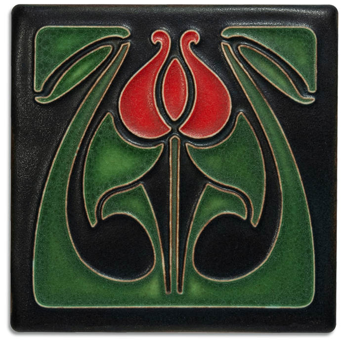 Tulip Bud (Red) - 4x4 art tile