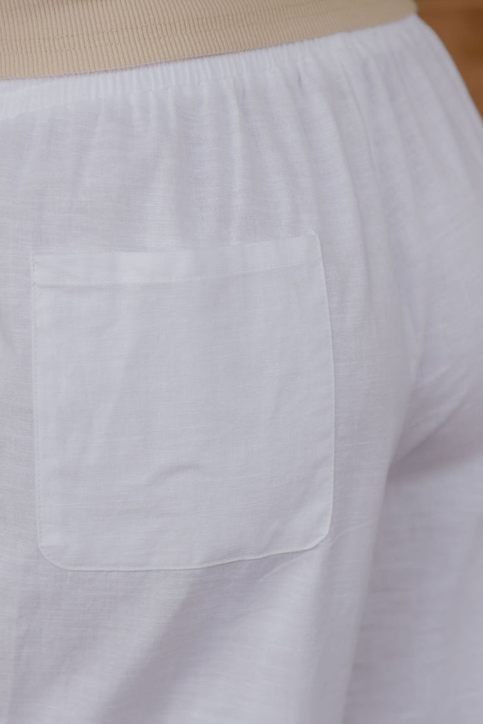 Tully Wide-Leg Cotton Linen Pants - White