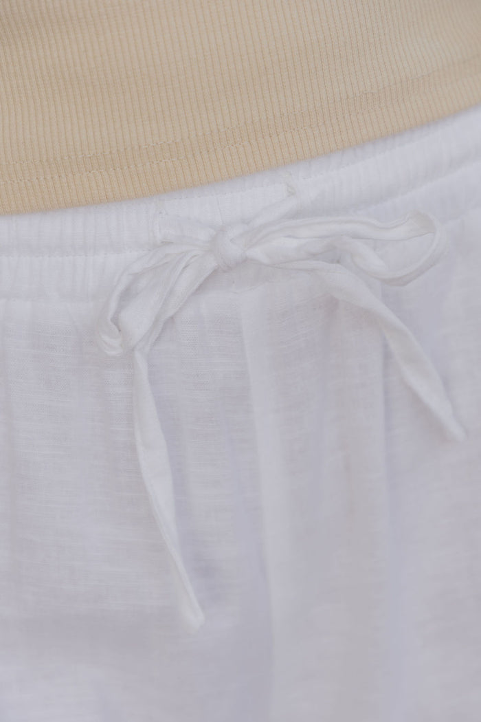 Tully Wide-Leg Cotton Linen Pants - White