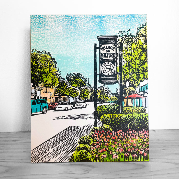 Village of Milford Digital Reproduction by Natalia Wohletz of Peninsula Prints.