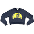 Women's small Where Im From Game Day crop sweatshirt with bold graphic design, casual fit, and comfortable fabric.