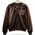 NFL Wild Collective Cleveland Browns women's sequin bomber jacket in brown and orange, size XL, with shiny sequin details