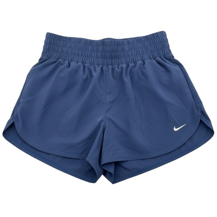 Nike women's high-waisted Dri-FIT training shorts in navy, featuring a lightweight fabric and athletic fit.