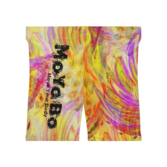 Women's Yellow Swirl Biker Shorts