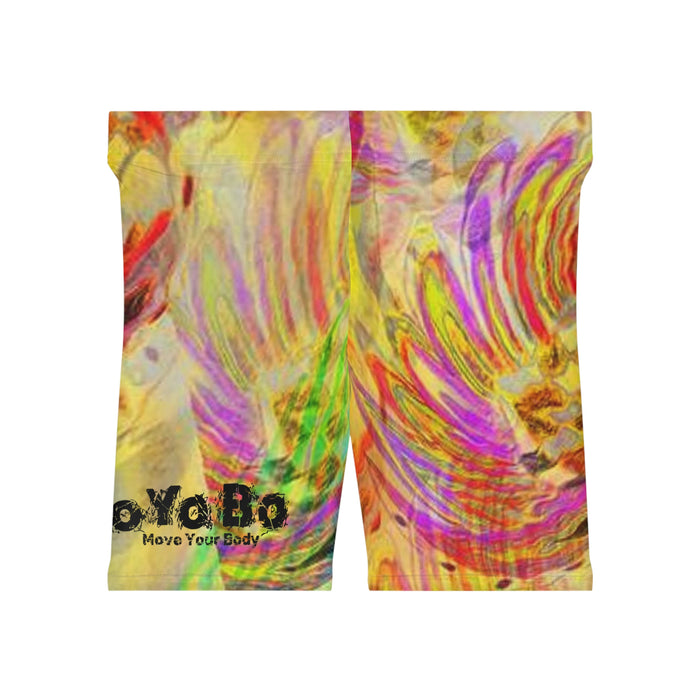 Women's Yellow Swirl Biker Shorts