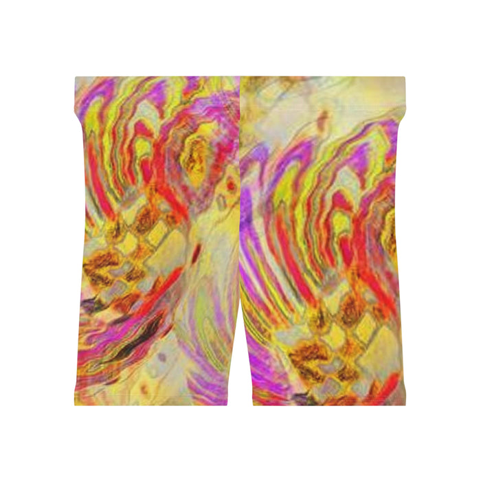 Women's Yellow Swirl Biker Shorts