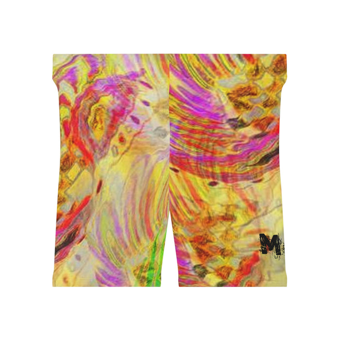 Women's Yellow Swirl Biker Shorts