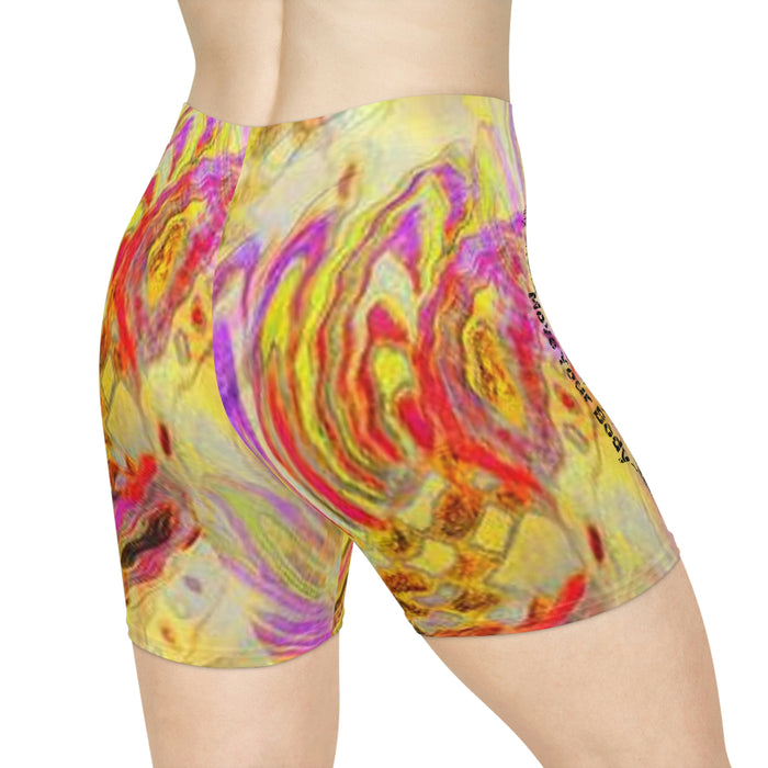 Women's Yellow Swirl Biker Shorts