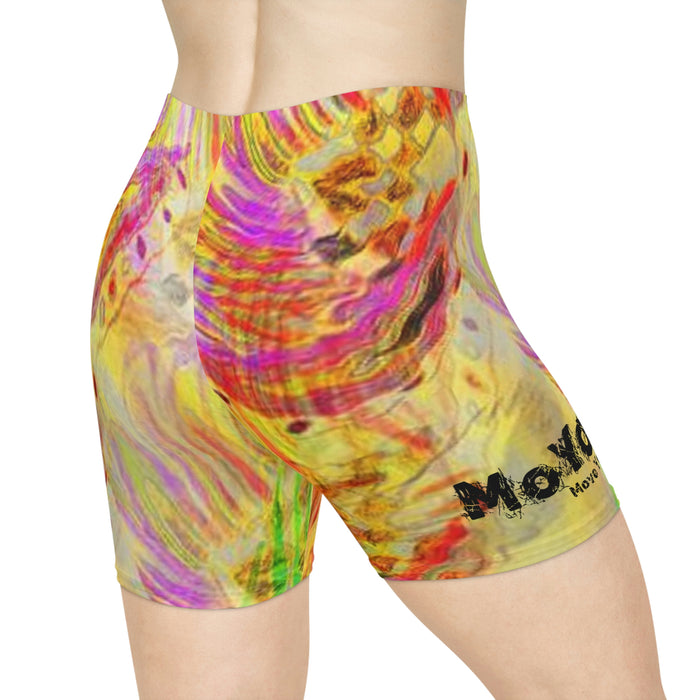 Women's Yellow Swirl Biker Shorts