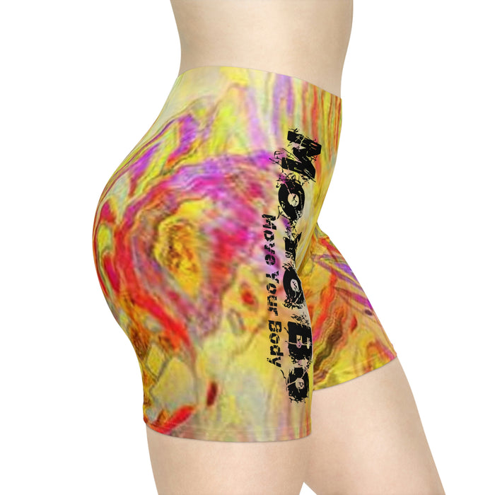 Women's Yellow Swirl Biker Shorts