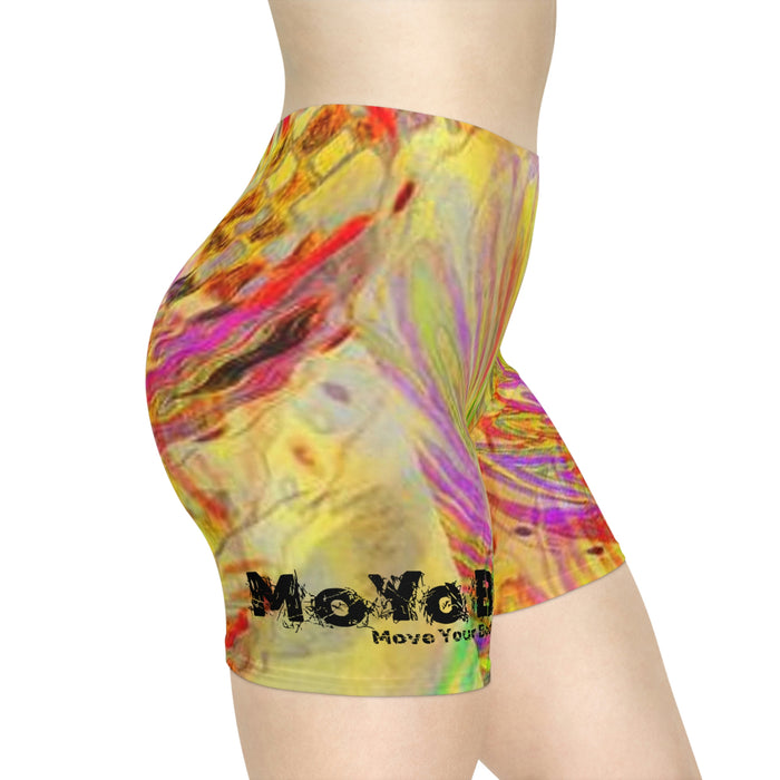 Women's Yellow Swirl Biker Shorts