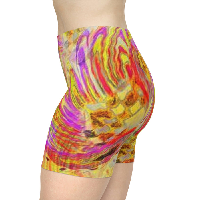 Women's Yellow Swirl Biker Shorts