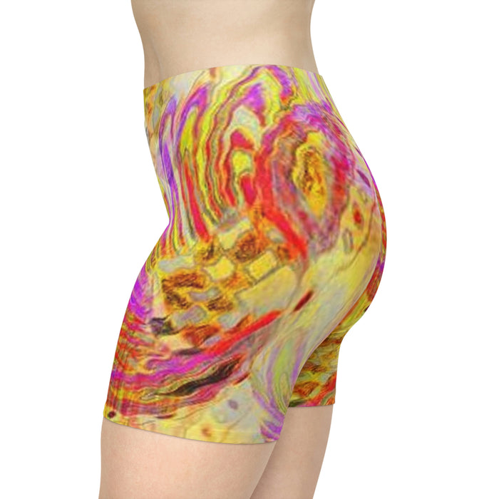 Women's Yellow Swirl Biker Shorts