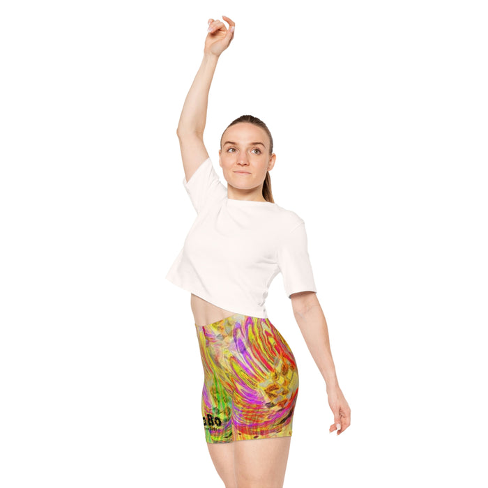 Women's Yellow Swirl Biker Shorts