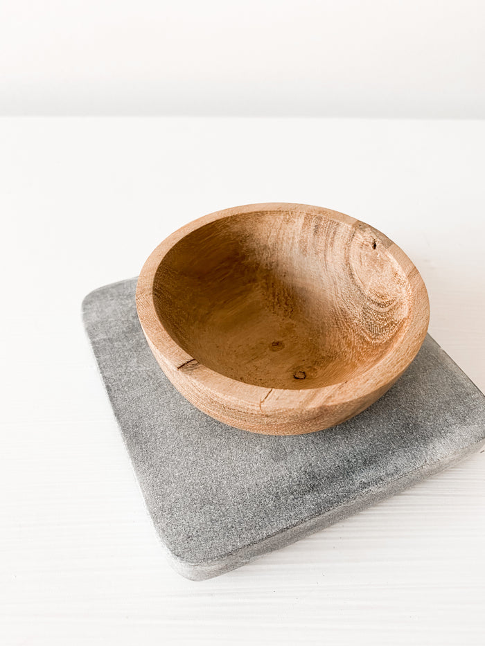 Wooden Bowl w/ Marble Tray
