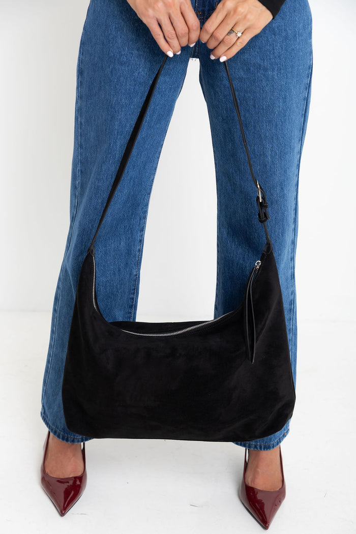 Wren Slouchy Suede Bag - Black - The Self Styler