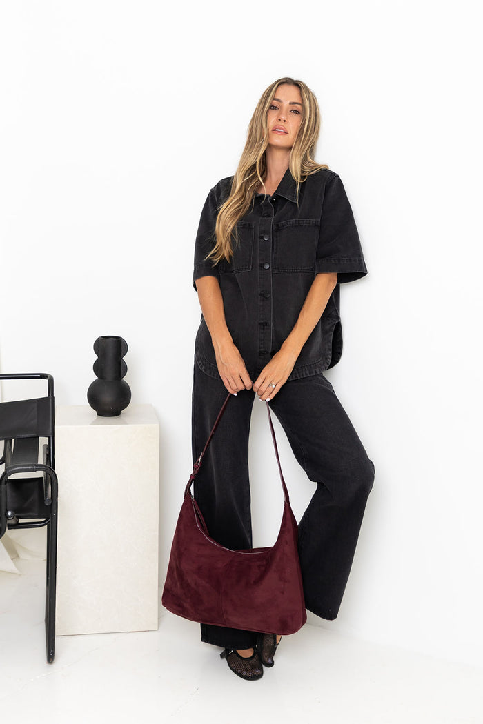 Wren Slouchy Suede Bag - Burgundy Wine - The Self Styler