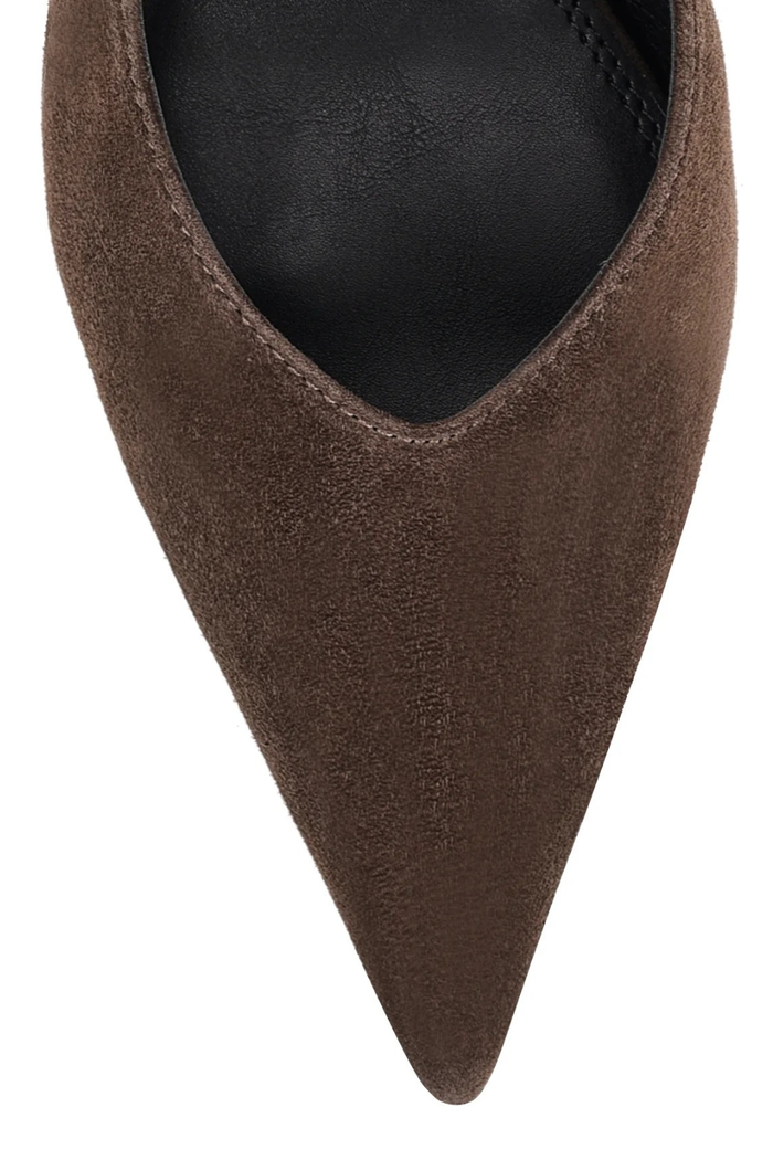 Yankee Slingback Block Heel - Chocolate Brown Suede