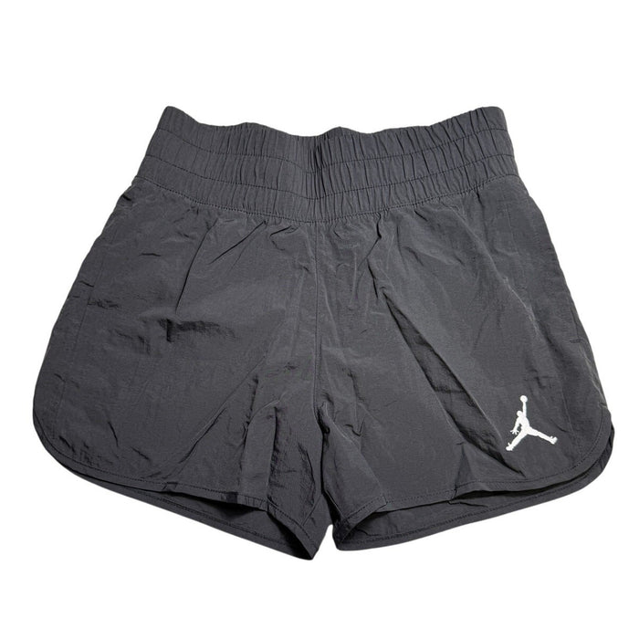 Black Jordan girls' athletic shorts, youth size large, with breathable fabric and athletic design, ideal for sports and active wear.
