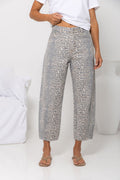 Zadie Barrel Denim Jeans - Leopard Print