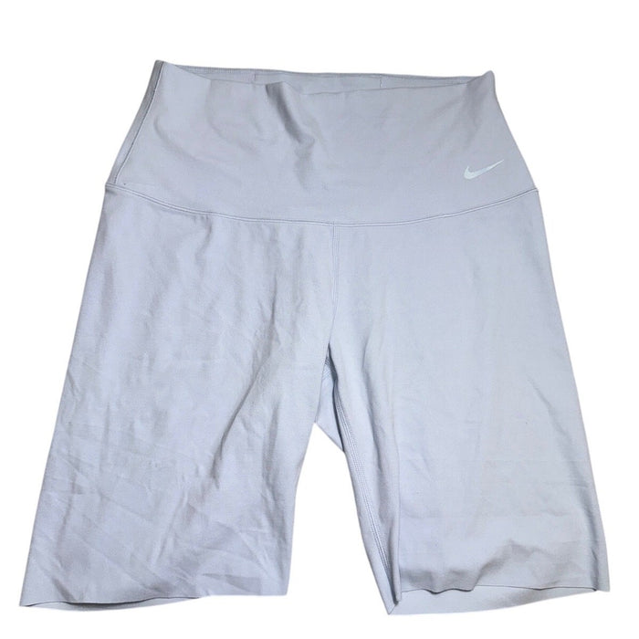Nike Zenvy women's bike shorts in black with Nike logo, 8-inch inseam, made with InfinaSoft fabric, size medium.